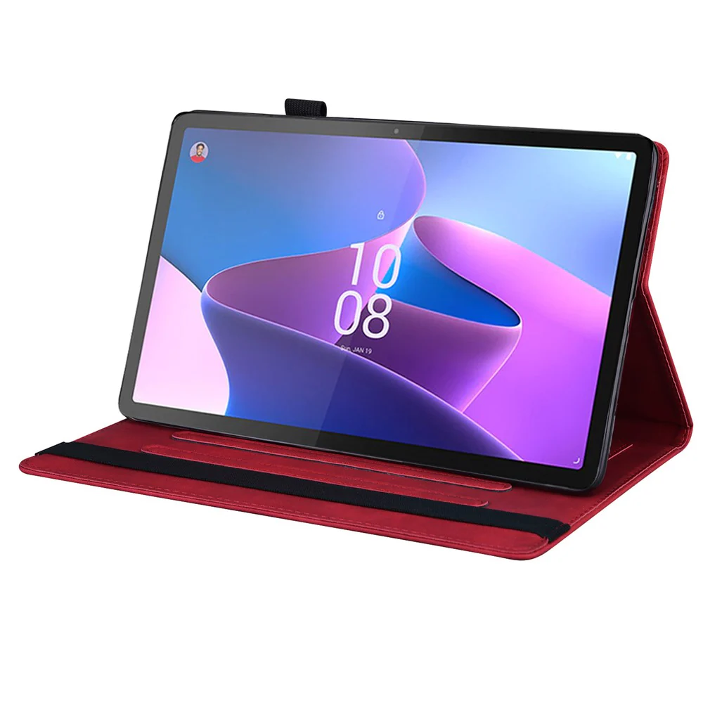 For Lenovo Pad Plus 2023 11.5-inch Business Folio Stand Wallet Case Drop-proof PU Leather Tablet Cover with Elastic Band and Pencil Holder - Red - Image 3