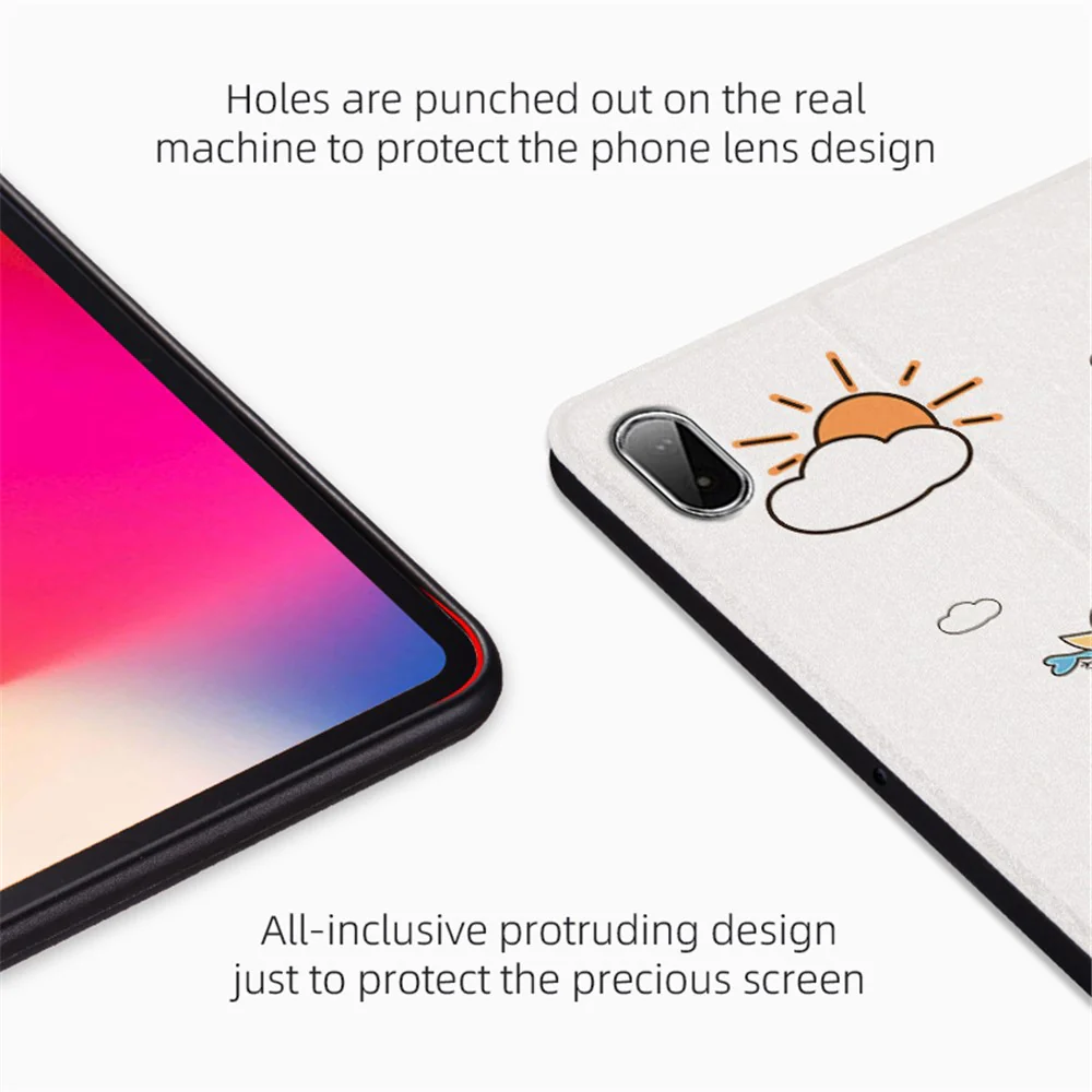 For Lenovo Pad Plus / Lenovo Tab P11 TB-J606F / Tab P11 5G Auto Wake / Sleep Case with Stand Cartoon Pattern Printed PU Leather Cover Protective Tablet Case - Blue Cat / Hello - Image 3