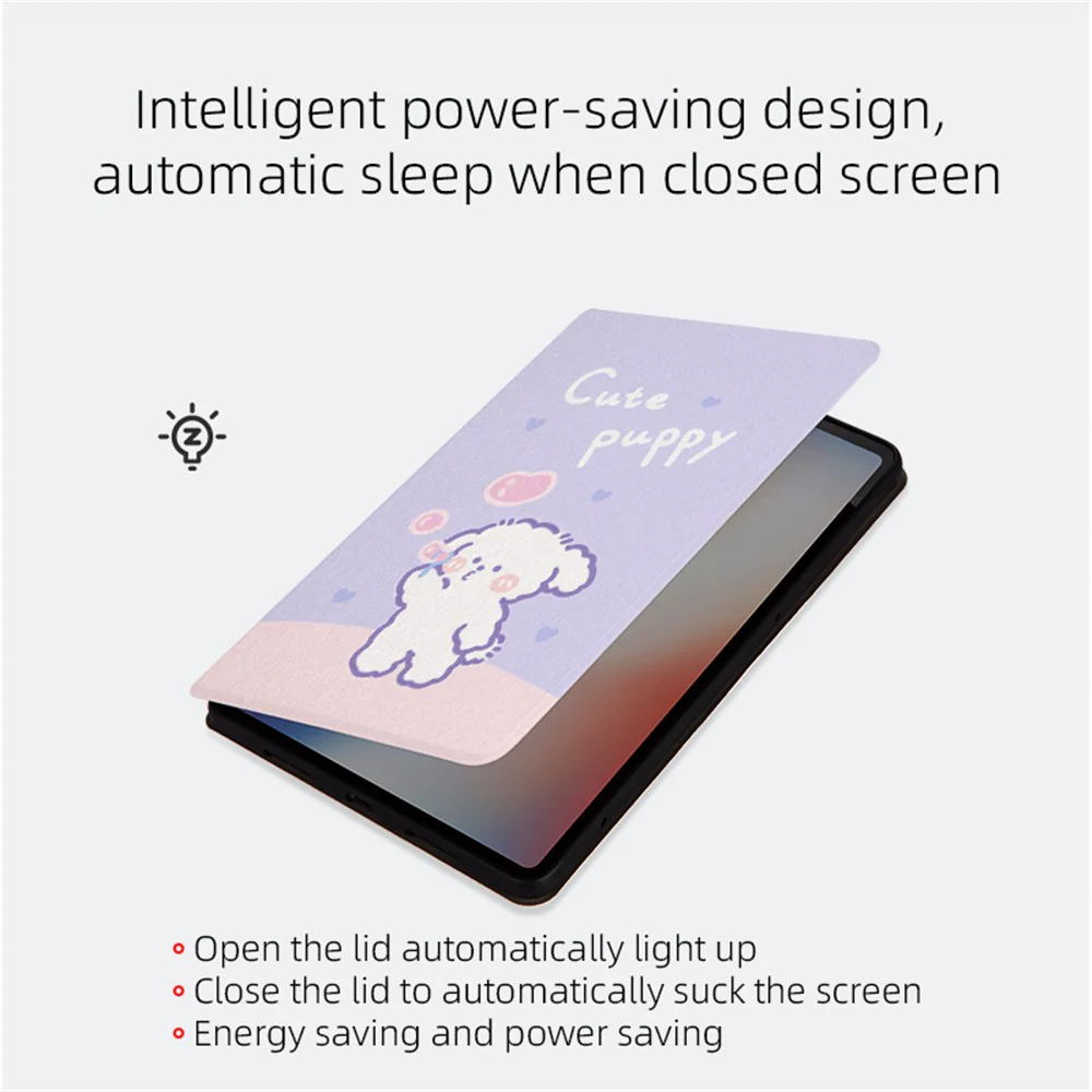 For Lenovo Pad Plus / Lenovo Tab P11 TB-J606F / Tab P11 5G Auto Wake / Sleep Case with Stand Cartoon Pattern Printed PU Leather Cover Protective Tablet Case - Walking Dinosaur - Image 4