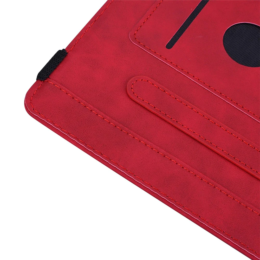For Lenovo Pad Pro 2022 / Tab P11 Pro Gen 2 Imprinted Flower Pattern Tablet Case PU Leather Stand Card Slot Cover with Elastic Band and Pen Loop - Red - Image 7