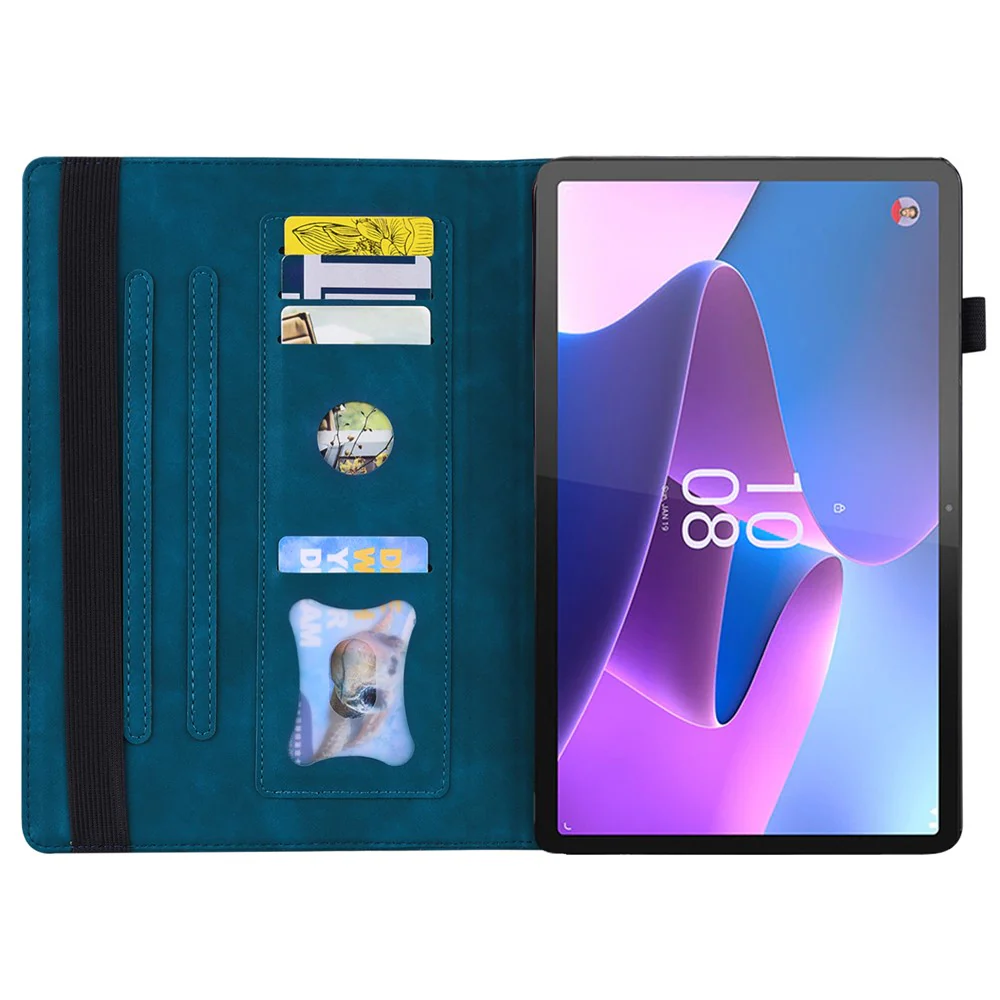 For Lenovo Pad Pro 2022 / Tab P11 Pro Gen 2 Viewing Stand Business Folio Tablet Cover PU Leather Wallet Elastic Band Protective Case with Pencil Holder - Blue - Image 2