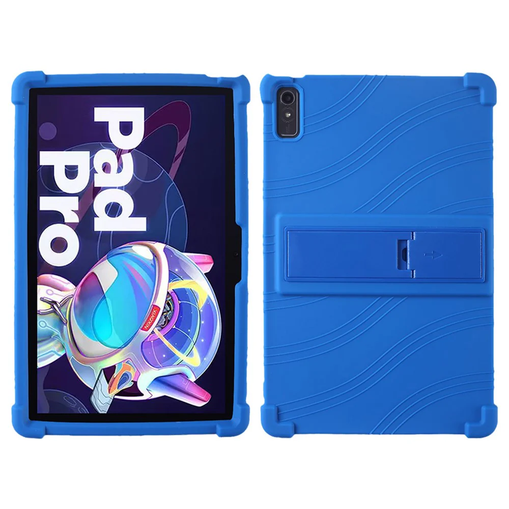 For Lenovo Pad Pro 2022 TB138FC / TB132FU Silicone Tablet Case Multi-Angle Kickstand Protective Cover - Dark Blue
