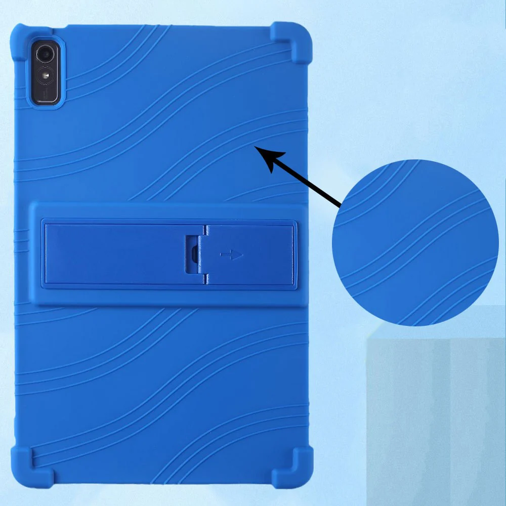 For Lenovo Pad Pro 2022 TB138FC / TB132FU Silicone Tablet Case Multi-Angle Kickstand Protective Cover - Dark Blue - Image 3