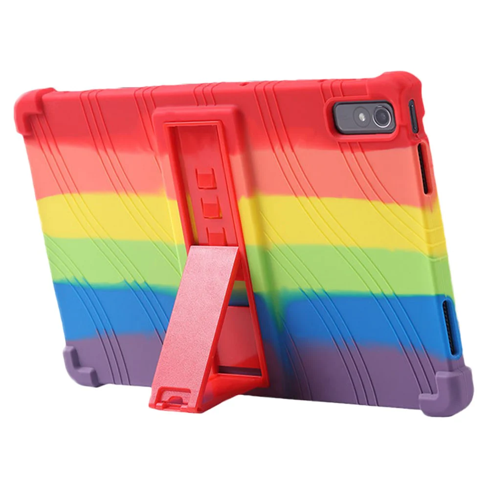 For Lenovo Pad Pro 2022 TB138FC / TB132FU Silicone Tablet Case Multi-Angle Kickstand Protective Cover - Red - Image 2