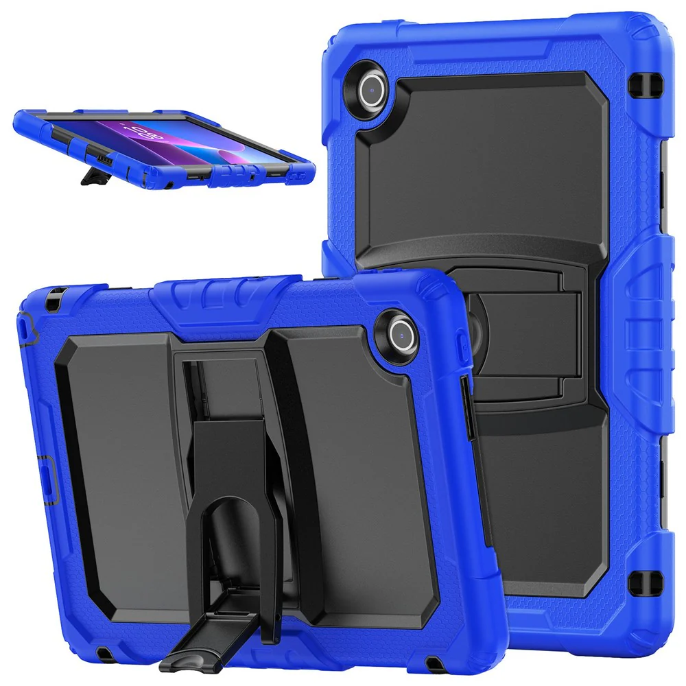 For Lenovo Tab 10.1 (2025) TB-311XU  /  Tab TB311FU Case Kickstand PC + Silicone Shockproof Tablet Cover - Dark Blue