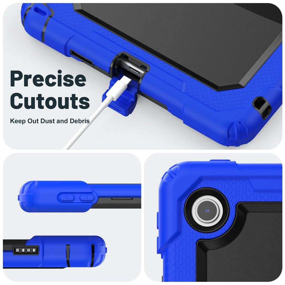For Lenovo Tab 10.1 (2025) TB-311XU  /  Tab TB311FU Case Kickstand PC + Silicone Shockproof Tablet Cover - Dark Blue - Image 7