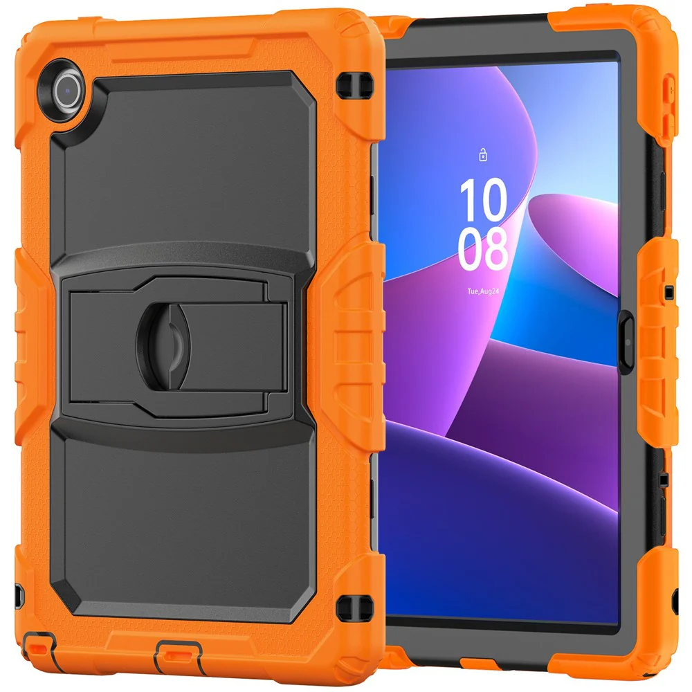For Lenovo Tab 10.1 (2025) TB-311XU  /  Tab TB311FU Case Kickstand PC + Silicone Shockproof Tablet Cover - Orange - Image 2