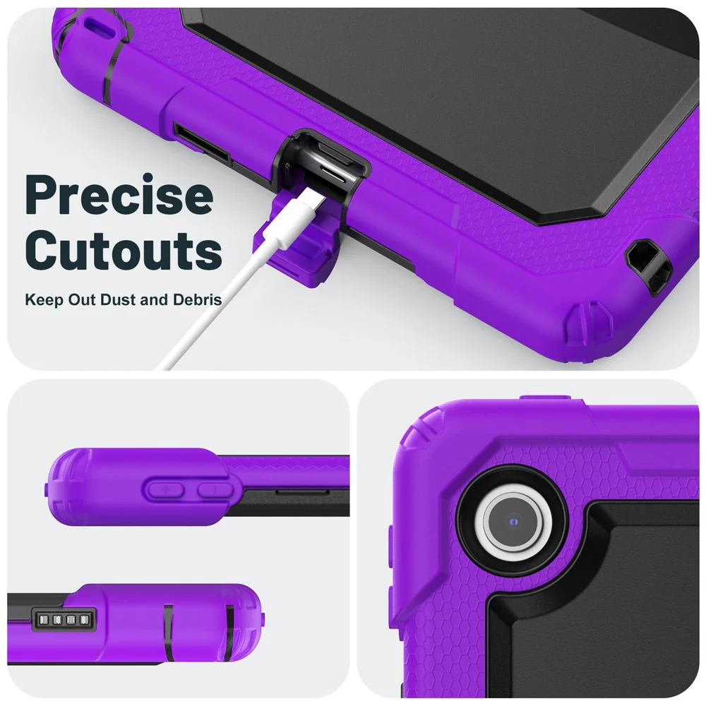 For Lenovo Tab 10.1 (2025) TB-311XU  /  Tab TB311FU Case Kickstand PC + Silicone Shockproof Tablet Cover - Purple - Image 8