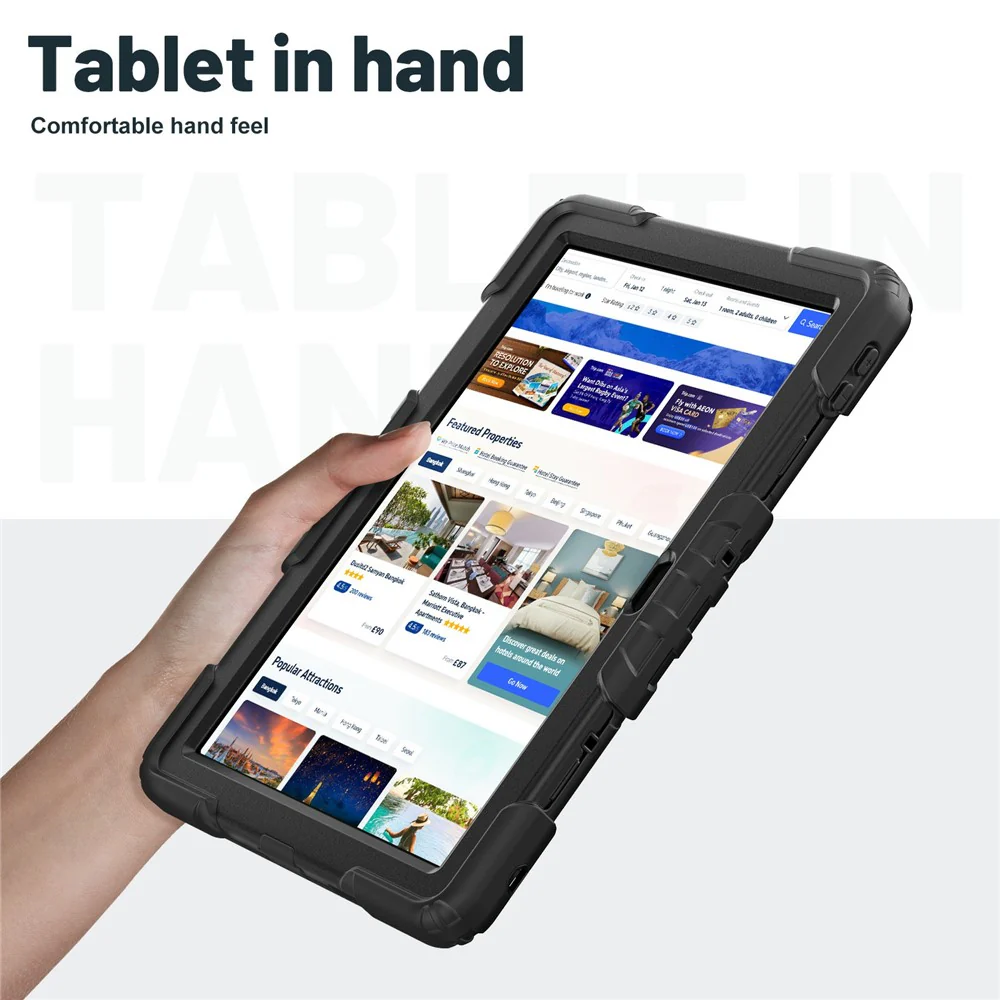 For Lenovo Tab 10.1 (2025) TB-311XU  /  Tab TB311FU Case Kickstand PC + Silicone Shockproof Tablet Cover with Shoulder Strap - Black - Image 4