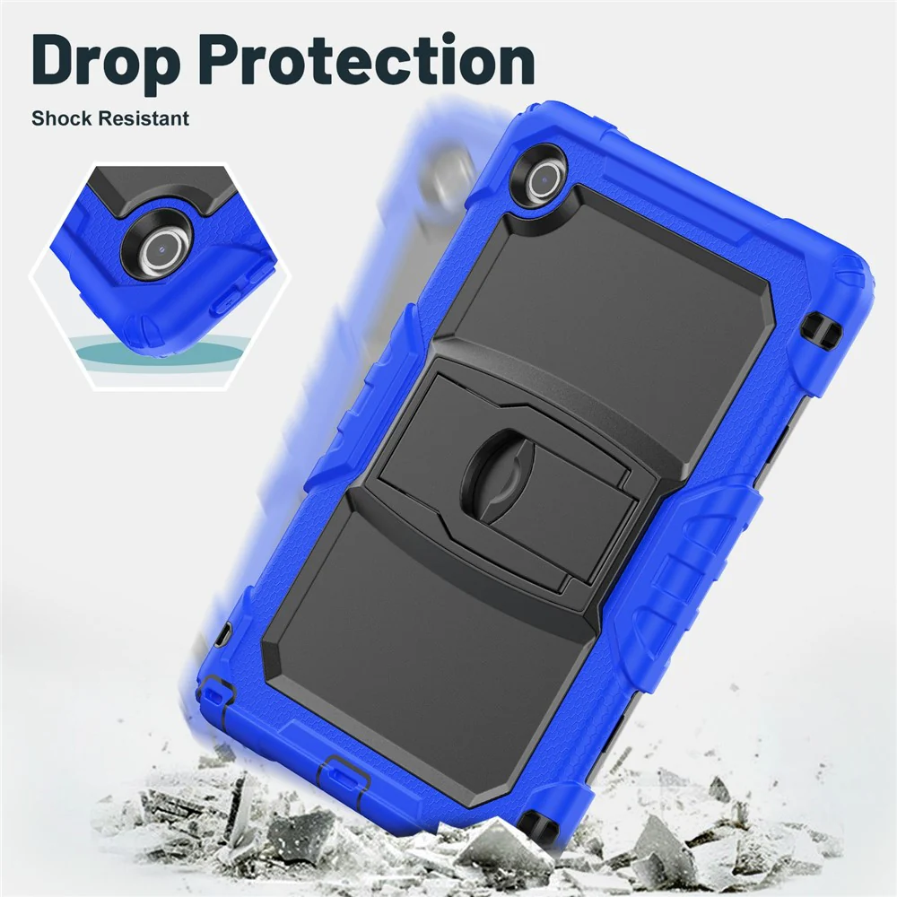 For Lenovo Tab 10.1 (2025) TB-311XU  /  Tab TB311FU Case Kickstand PC + Silicone Shockproof Tablet Cover with Shoulder Strap - Dark Blue - Image 5