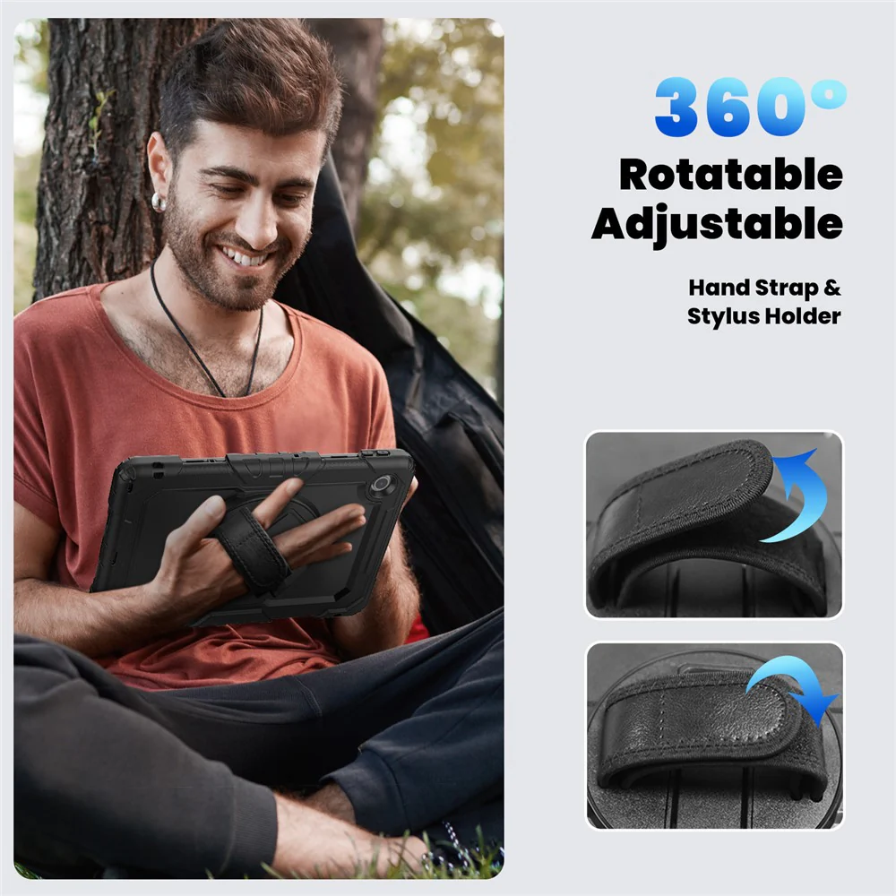For Lenovo Tab 10.1 (2025) TB-311XU  /  Tab TB311FU Case PC + Silicone Tablet Cover with PET Anti-Scratch Film and Shoulder Strap - Black - Image 5
