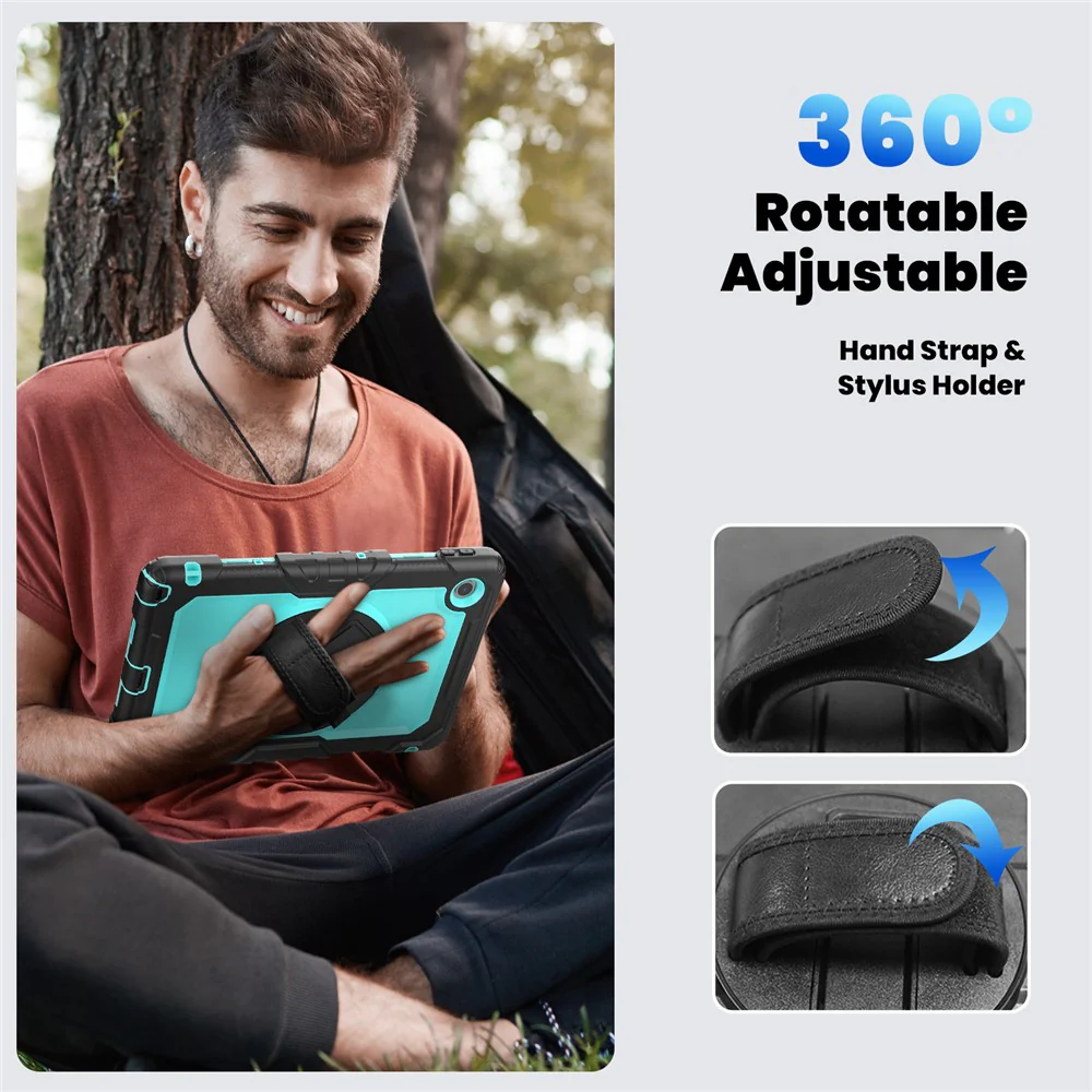 For Lenovo Tab 10.1 (2025) TB-311XU  /  Tab TB311FU Case PC + Silicone Tablet Cover with PET Anti-Scratch Film and Shoulder Strap - Black  /  Baby Blue - Image 5