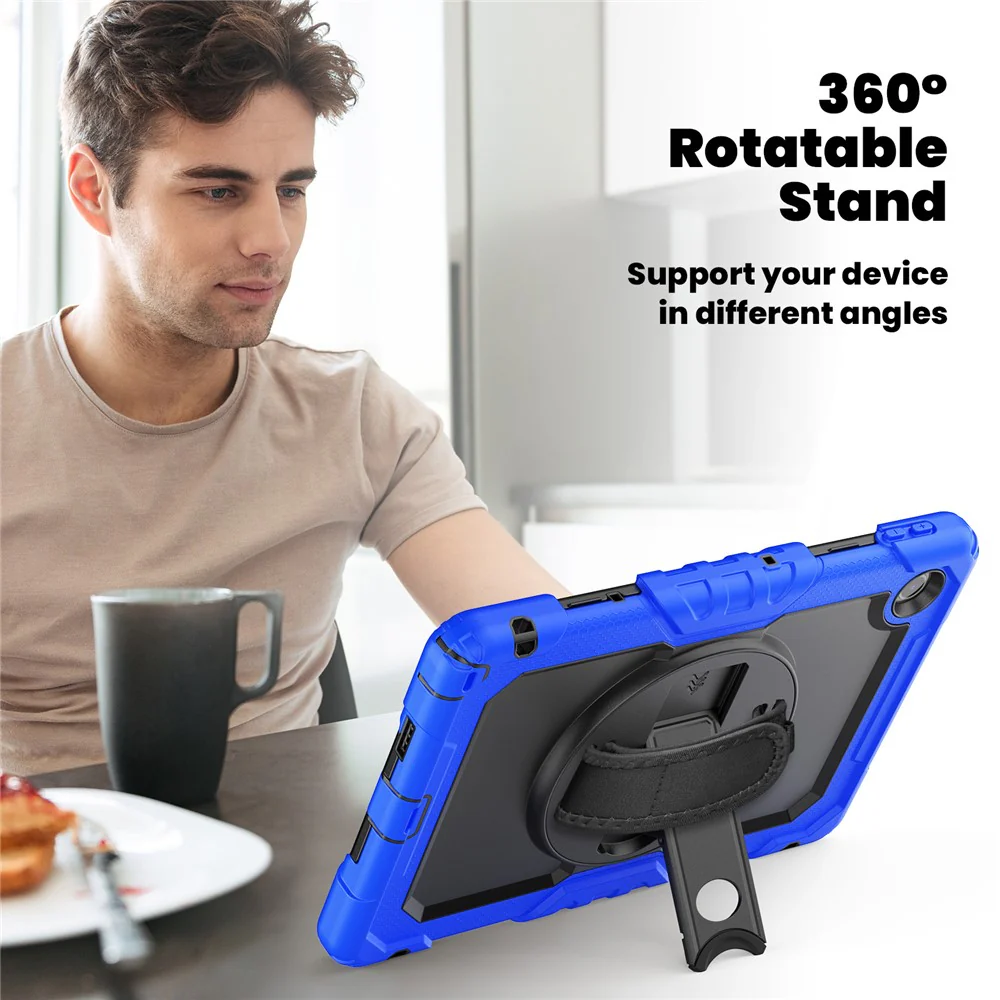 For Lenovo Tab 10.1 (2025) TB-311XU  /  Tab TB311FU Case PC + Silicone Tablet Cover with PET Anti-Scratch Film and Shoulder Strap - Dark Blue - Image 3