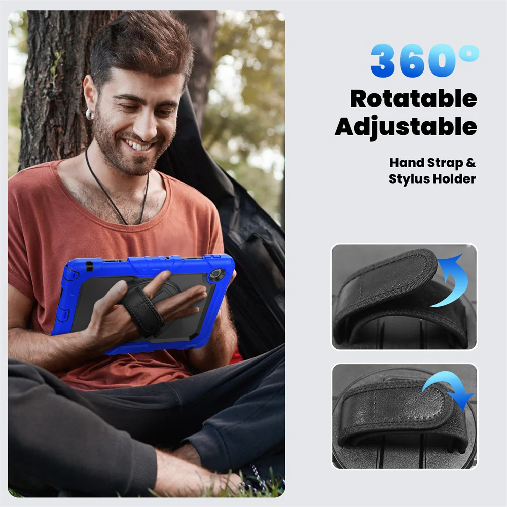 For Lenovo Tab 10.1 (2025) TB-311XU  /  Tab TB311FU Case PC + Silicone Tablet Cover with PET Anti-Scratch Film and Shoulder Strap - Dark Blue - Image 5