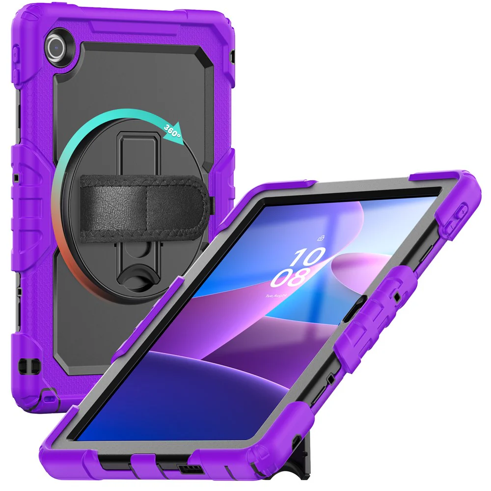 For Lenovo Tab 10.1 (2025) TB-311XU  /  Tab TB311FU Case PC + Silicone Tablet Cover with PET Anti-Scratch Film and Shoulder Strap - Purple - Image 2