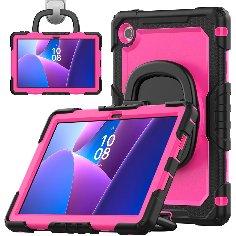 For Lenovo Tab 10.1 (2025) TB-311XU  /  Tab TB311FU Case Ring Kickstand PC + Silicone Shockproof Tablet Cover - Black  /  Rose