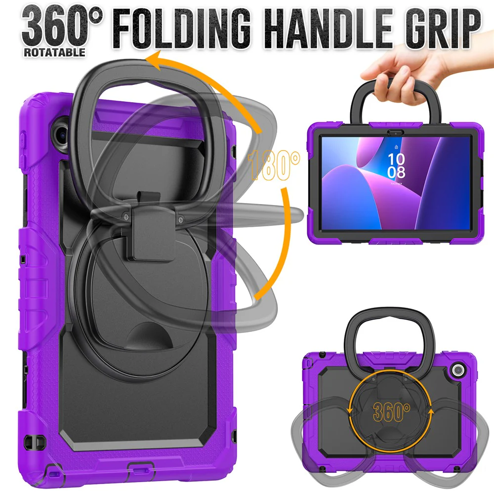 For Lenovo Tab 10.1 (2025) TB-311XU  /  Tab TB311FU Case Ring Kickstand PC + Silicone Shockproof Tablet Cover - Purple - Image 3
