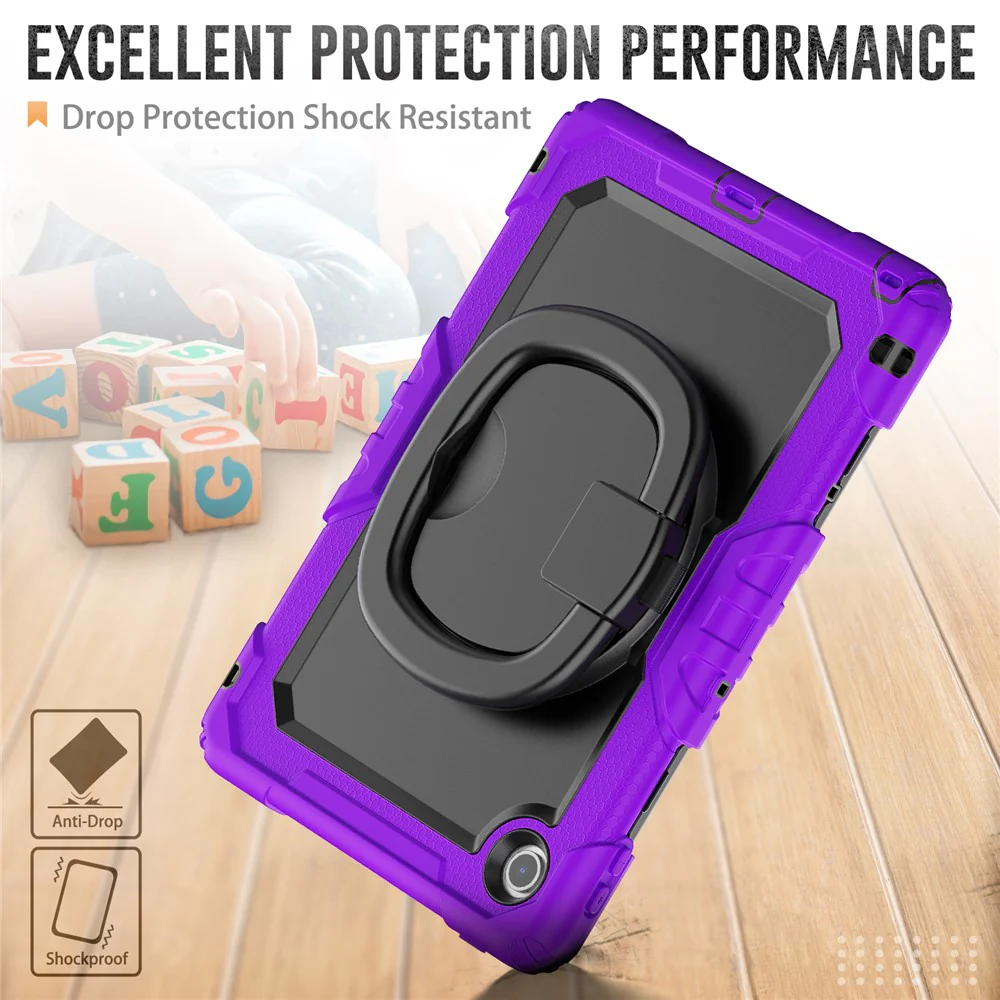 For Lenovo Tab 10.1 (2025) TB-311XU  /  Tab TB311FU Case Ring Kickstand PC + Silicone Shockproof Tablet Cover - Purple - Image 4