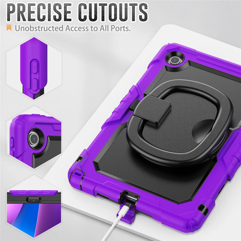 For Lenovo Tab 10.1 (2025) TB-311XU  /  Tab TB311FU Case Ring Kickstand PC + Silicone Shockproof Tablet Cover - Purple - Image 6