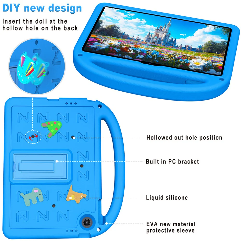 For Lenovo Tab 10.1 (2025) TB-311XU / Tab TB311FU Kickstand Case EVA + PC Tablet Protection Cover with Shoulder Strap - Blue - Image 4