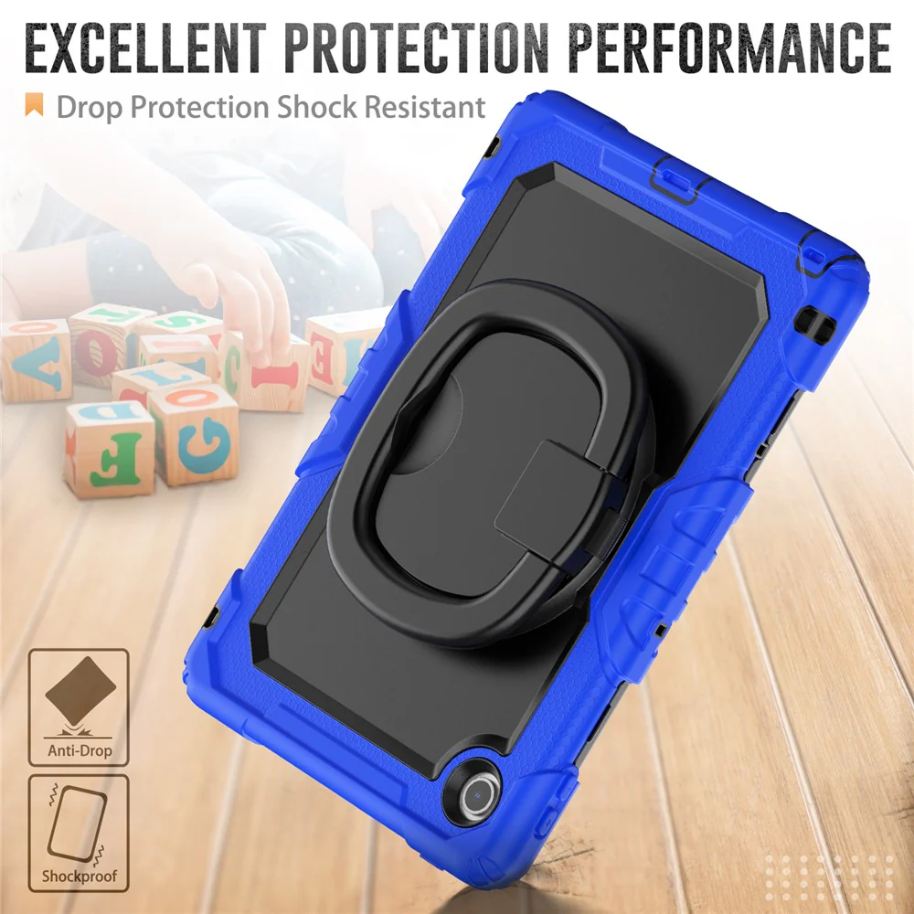 For Lenovo Tab 10.1 (2025) TB-311XU  /  Tab TB311FU Kickstand Case PC + Silicone Tablet Cover with Shoulder Strap - Dark Blue - Image 5