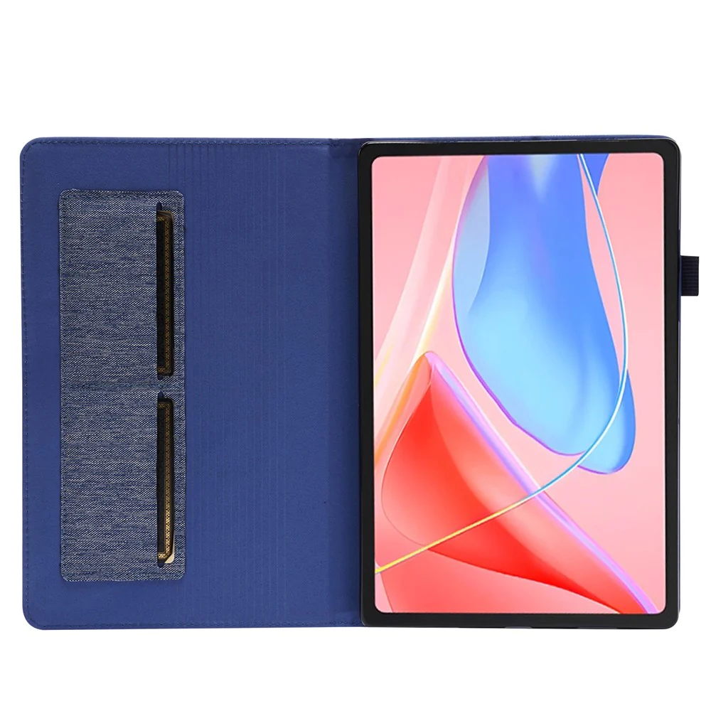 For Lenovo Tab 10.1 (2025) TB-311XU / Tab TB311FU Leather Case Card Holder Cloth Texture Tablet Stand Cover - Blue - Image 2