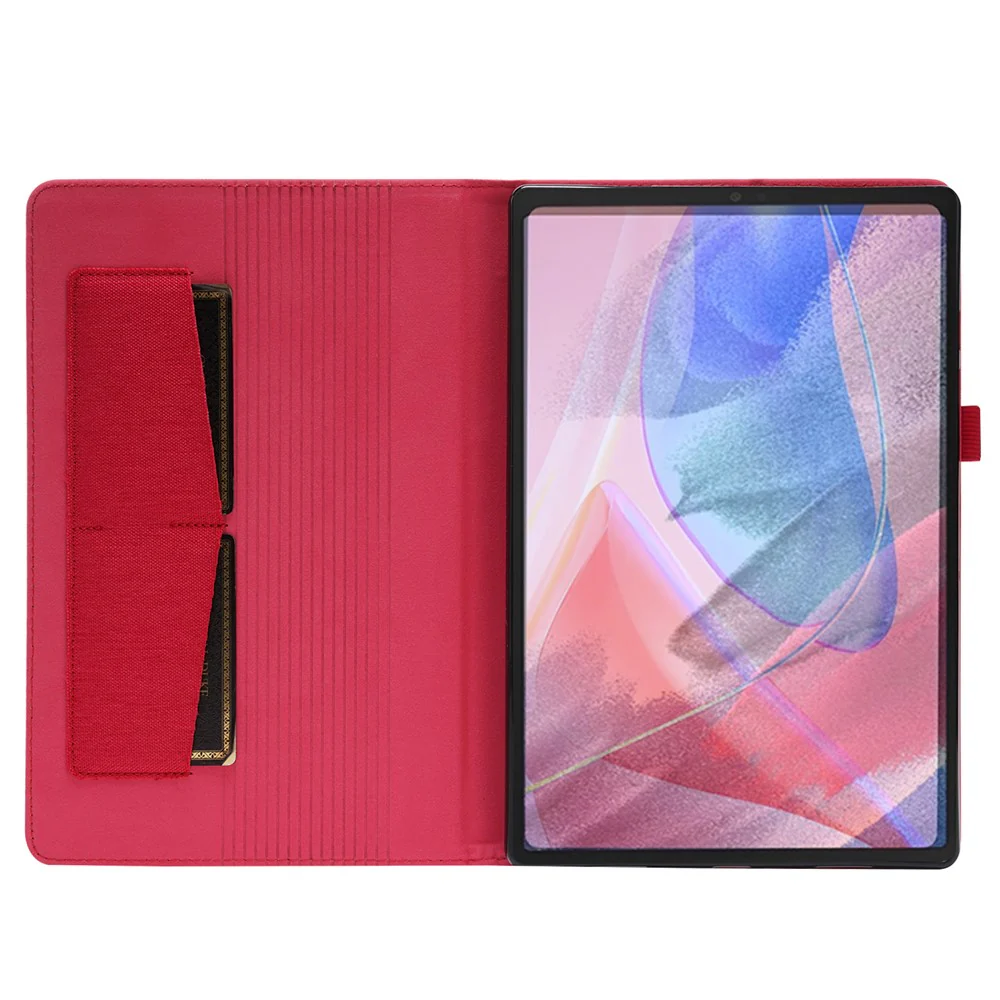 For Lenovo Tab 10.1 (2025) TB-311XU / Tab TB311FU Leather Case Card Holder Cloth Texture Tablet Stand Cover - Red - Image 2
