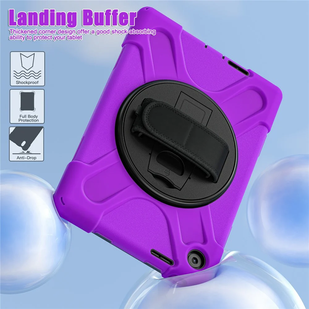 For Lenovo Tab 10.1 (2025) TB311XU / Zhaoyang K10C Case Rotary Kickstand PC+Silicone Hand Strap Tablet Cover - Purple - Image 3