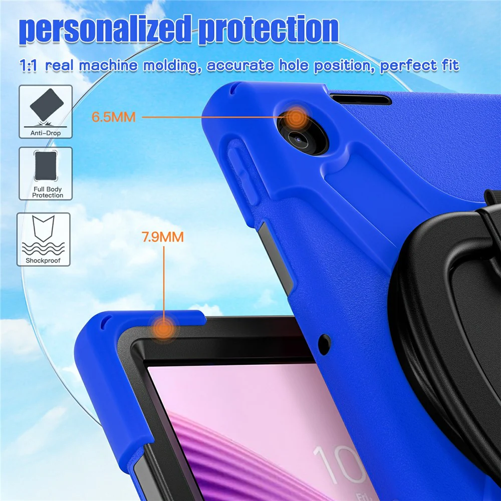 For Lenovo Tab 10.1 (2025) TB311XU / Zhaoyang K10C Case TPU + PC + Silicone Tablet Cover Swivel Kickstand Handle Grip - Blue - Image 7