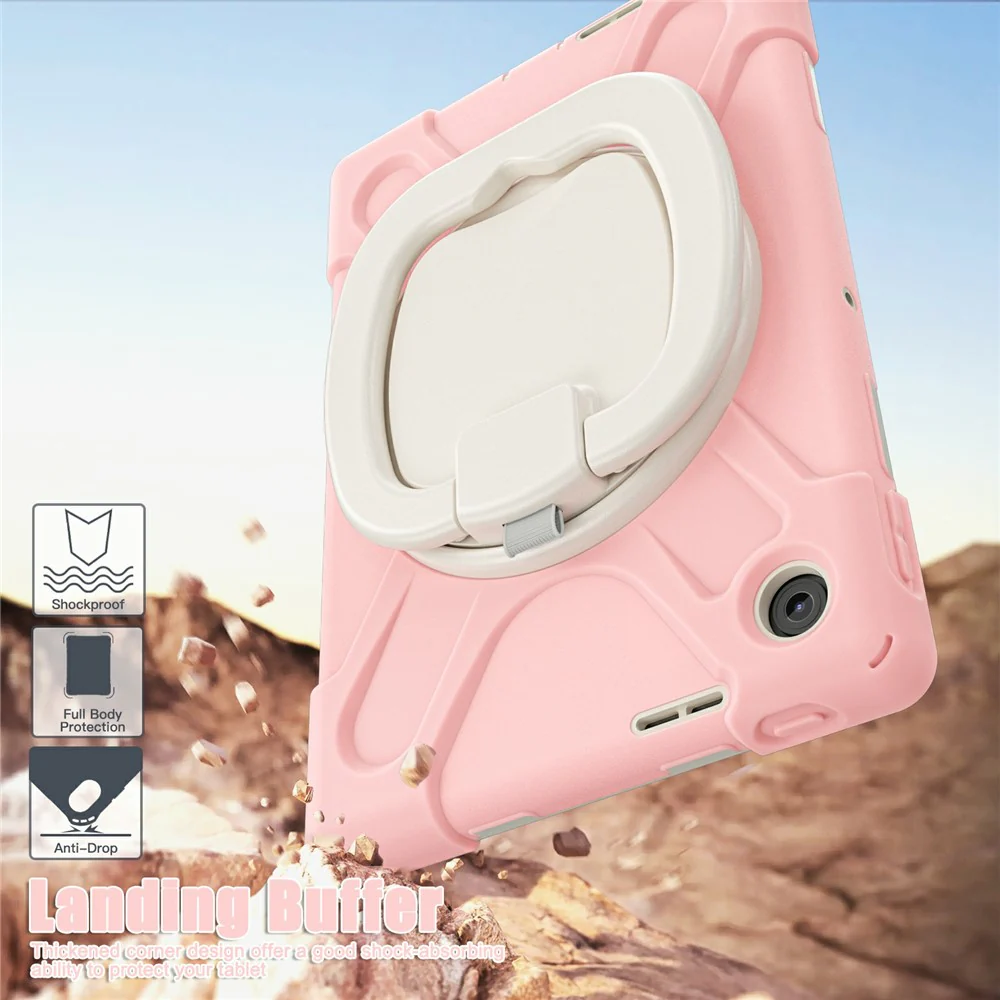 For Lenovo Tab 10.1 (2025) TB311XU / Zhaoyang K10C Case TPU + PC + Silicone Tablet Cover Swivel Kickstand Handle Grip - Pink - Image 3