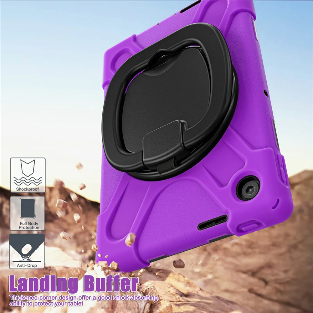For Lenovo Tab 10.1 (2025) TB311XU / Zhaoyang K10C Case TPU + PC + Silicone Tablet Cover Swivel Kickstand Handle Grip - Purple - Image 3