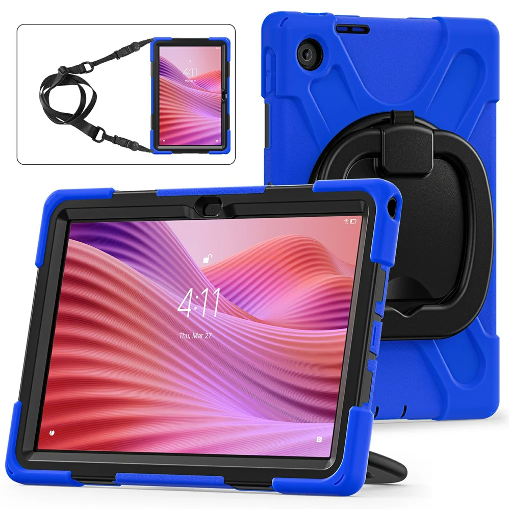 For Lenovo Tab 10.1 (2025) TB311XU2 / Zhaoyang K10C Case with Shoulder Strap TPU + PC + Silicone Kickstand Tablet Cover - Blue - Image 3