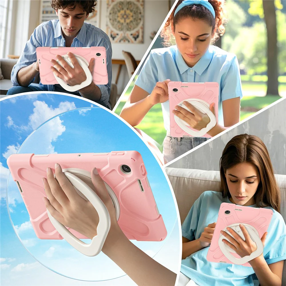 For Lenovo Tab 10.1 (2025) TB311XU2 / Zhaoyang K10C Case with Shoulder Strap TPU + PC + Silicone Kickstand Tablet Cover - Pink - Image 5