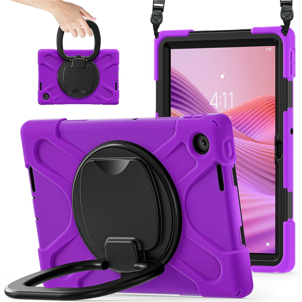 For Lenovo Tab 10.1 (2025) TB311XU2 / Zhaoyang K10C Case with Shoulder Strap TPU + PC + Silicone Kickstand Tablet Cover - Purple - Image 2