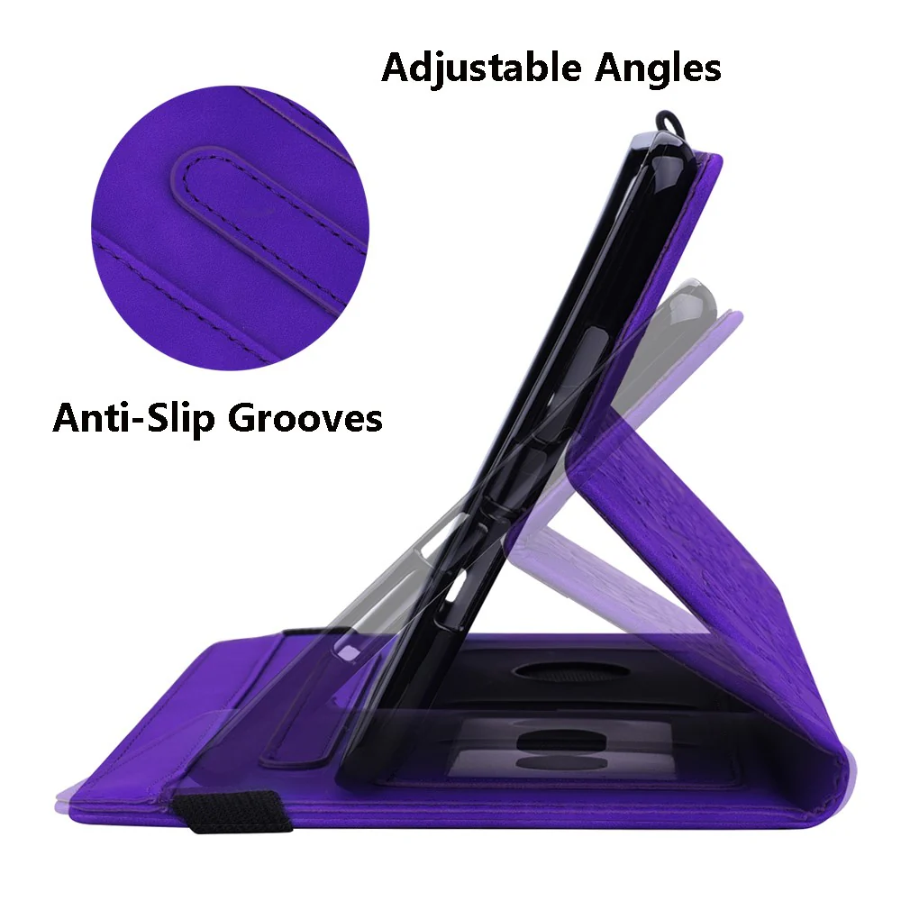 For Lenovo Tab K10C / E10C Tablet Case Card Slots Leather Cover Flower Pattern - Purple - Image 5