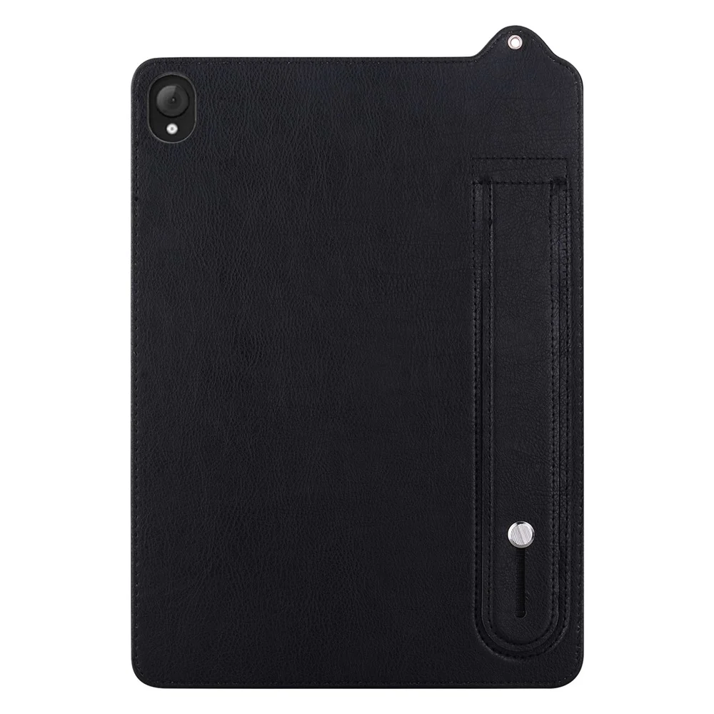 For Lenovo Tab K10C / Tab E10C Case Hand Strap Kickstand Leather Tablet Cover - Black - Image 3