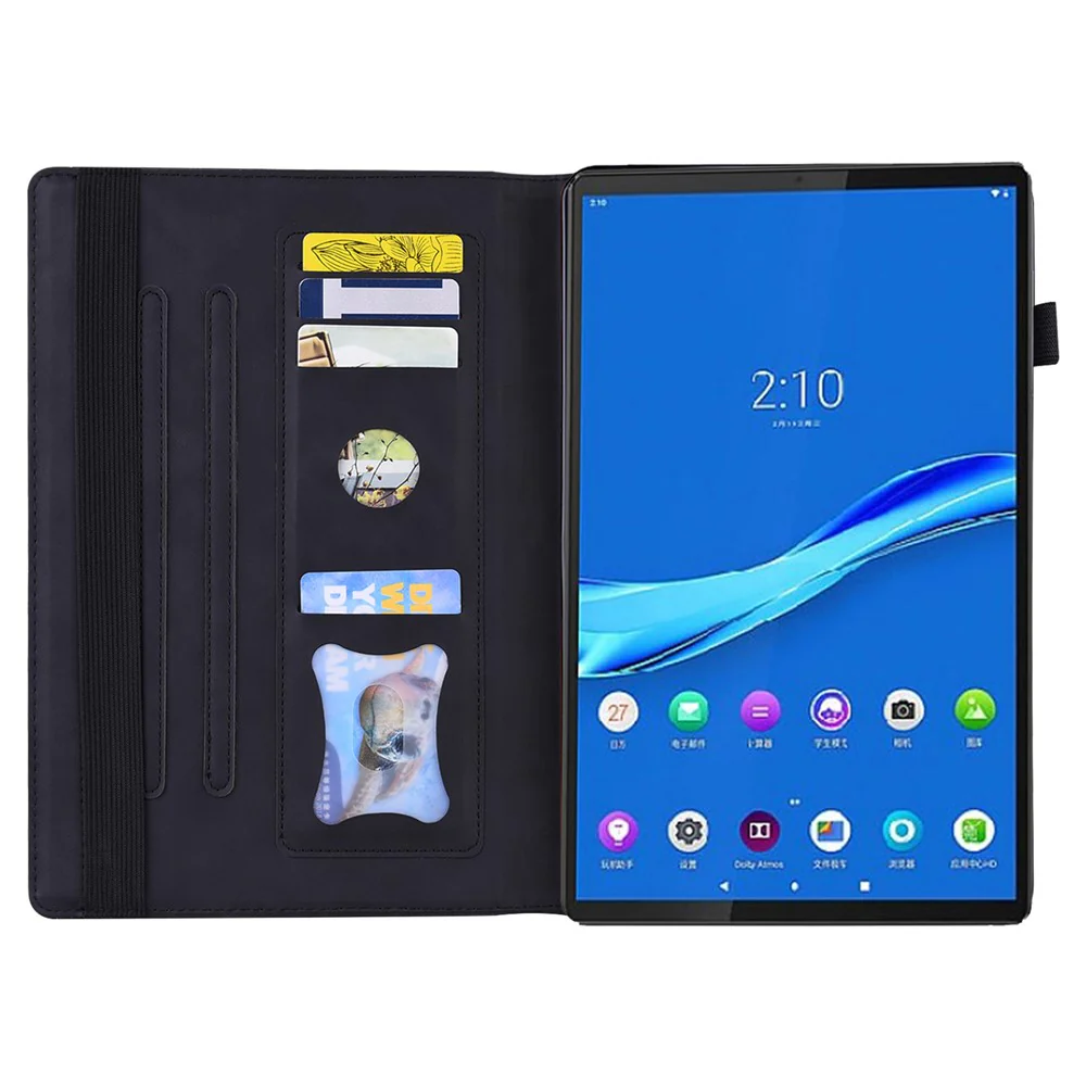 For Lenovo Tab K10C / Tab E10C Case PU Leather Protective Folio Tablet Cover with Card Holder - Black - Image 2