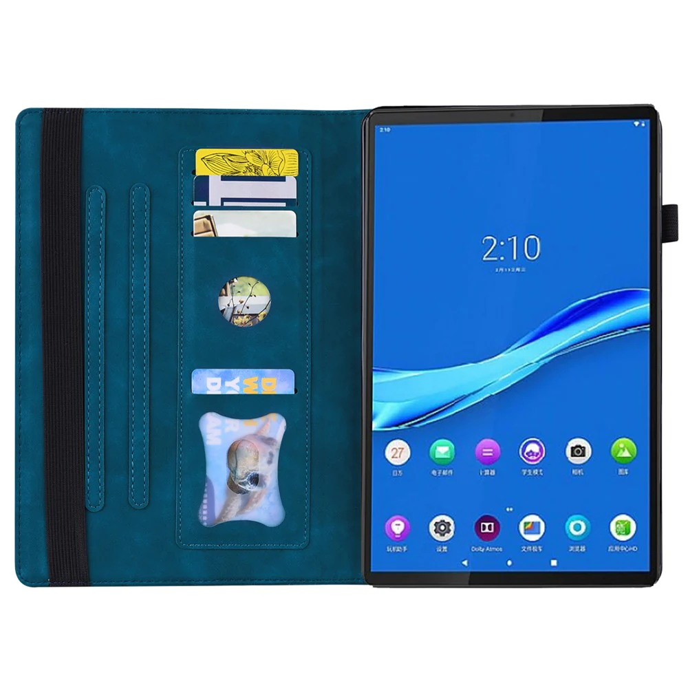 For Lenovo Tab K10C / Tab E10C Case PU Leather Protective Folio Tablet Cover with Card Holder - Blue - Image 2