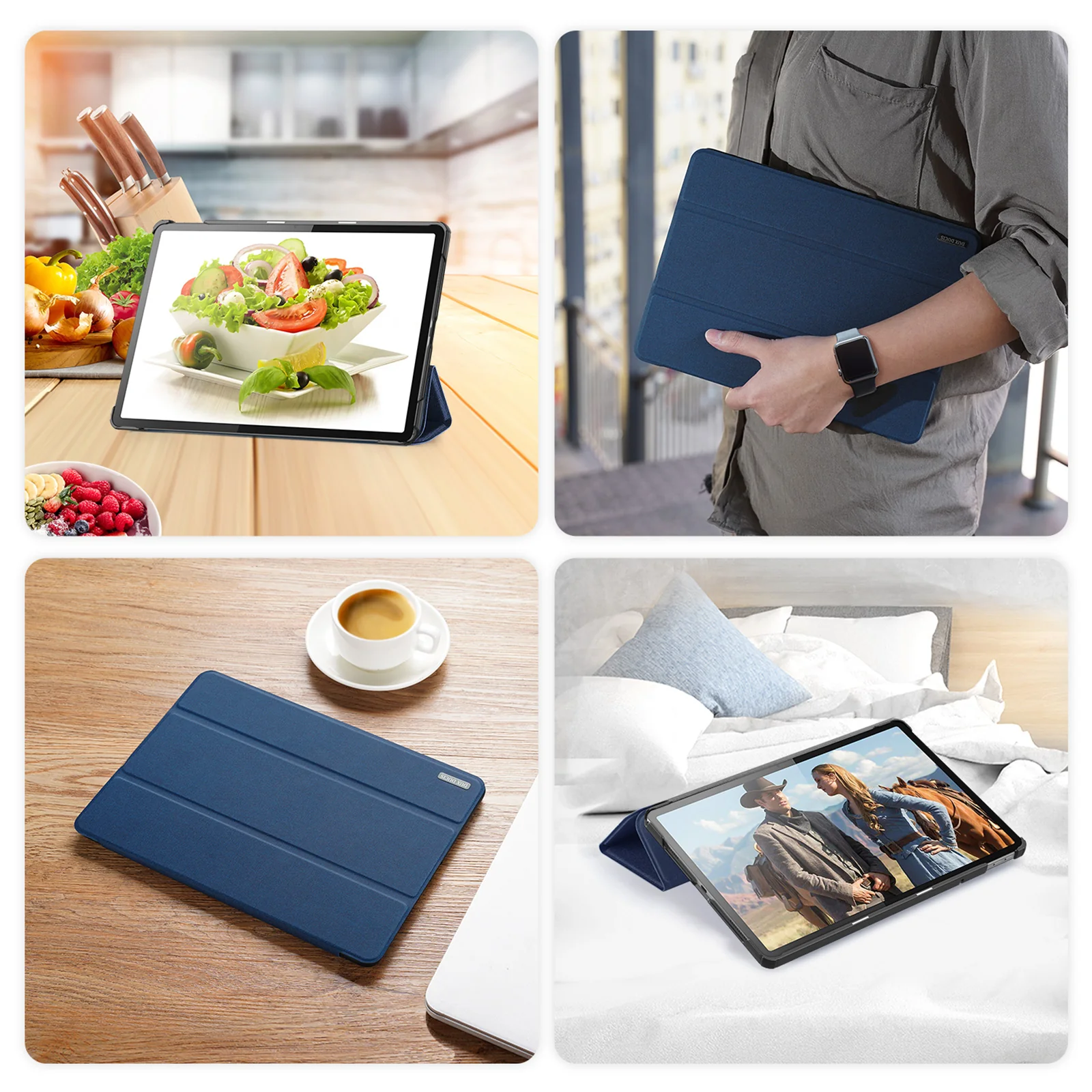 For Lenovo Tab K11 Gen 2 / Lenovo Idea Tab Case DUX DUCIS Domo Series Tri-fold Stand PU Leather Protective Tablet Cover - Blue - Image 7
