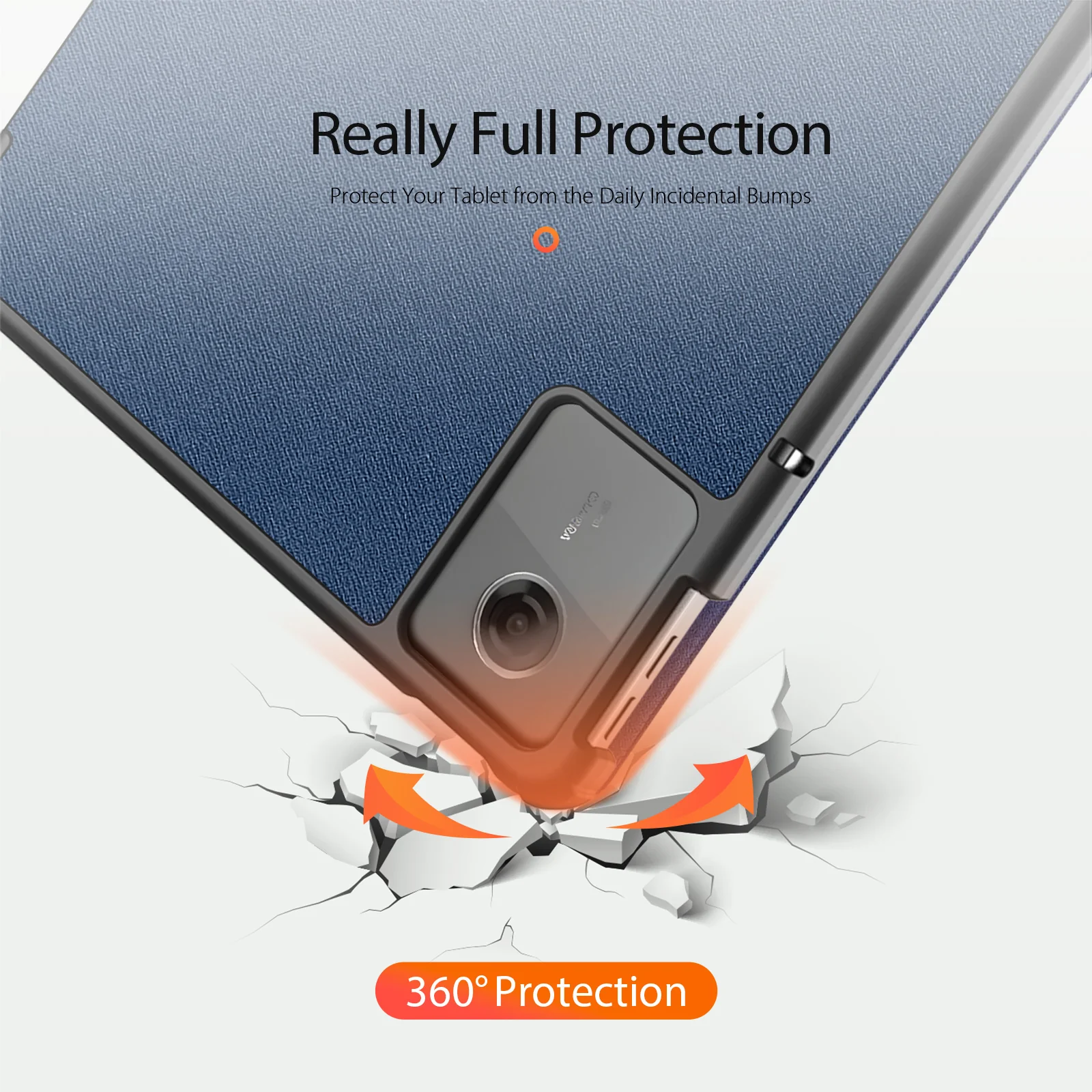 For Lenovo Tab K11 Gen 2 / Lenovo Idea Tab Case DUX DUCIS Domo Series Tri-fold Stand PU Leather Protective Tablet Cover - Blue - Image 8