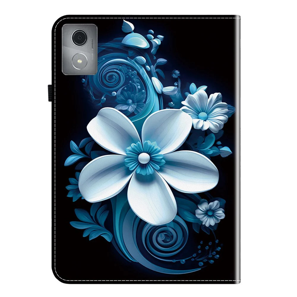 For Lenovo Tab K11 Plus / M11 Plus Leather Case Pattern Printed Stand Tablet Cover with Card Slots - Black Orchid - Image 6