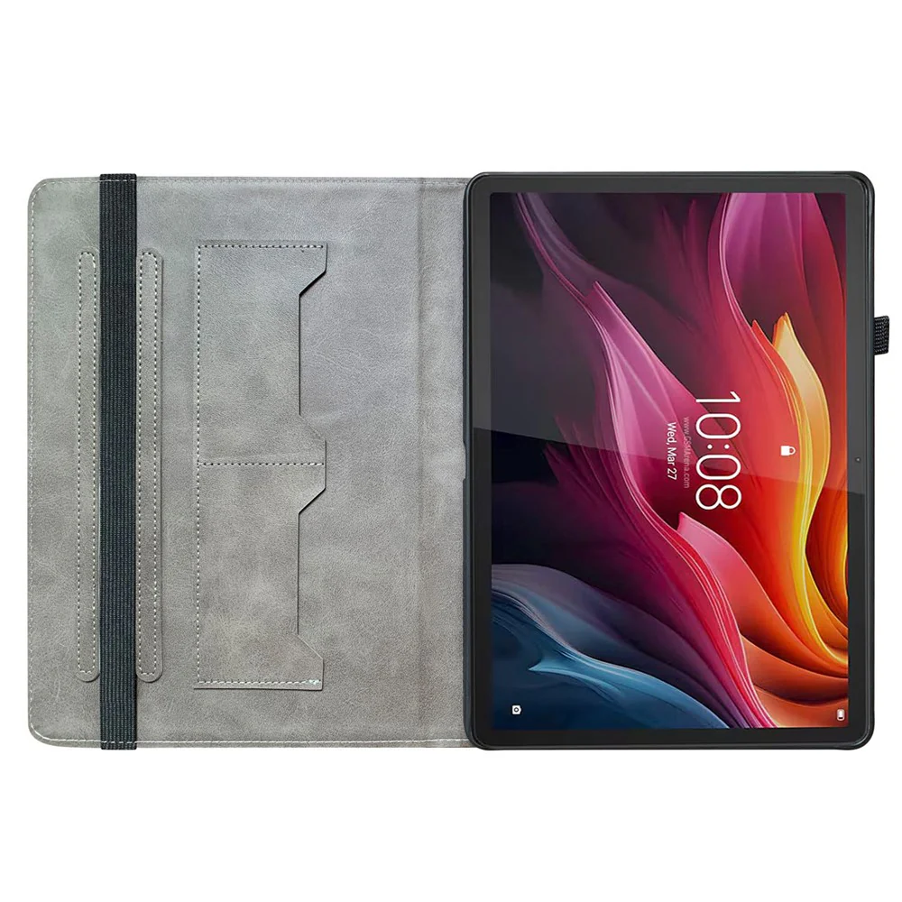 For Lenovo Tab K11 Plus / M11 Plus Leather Case Pattern Printed Stand Tablet Cover with Card Slots - Blue Butterfly - Image 3