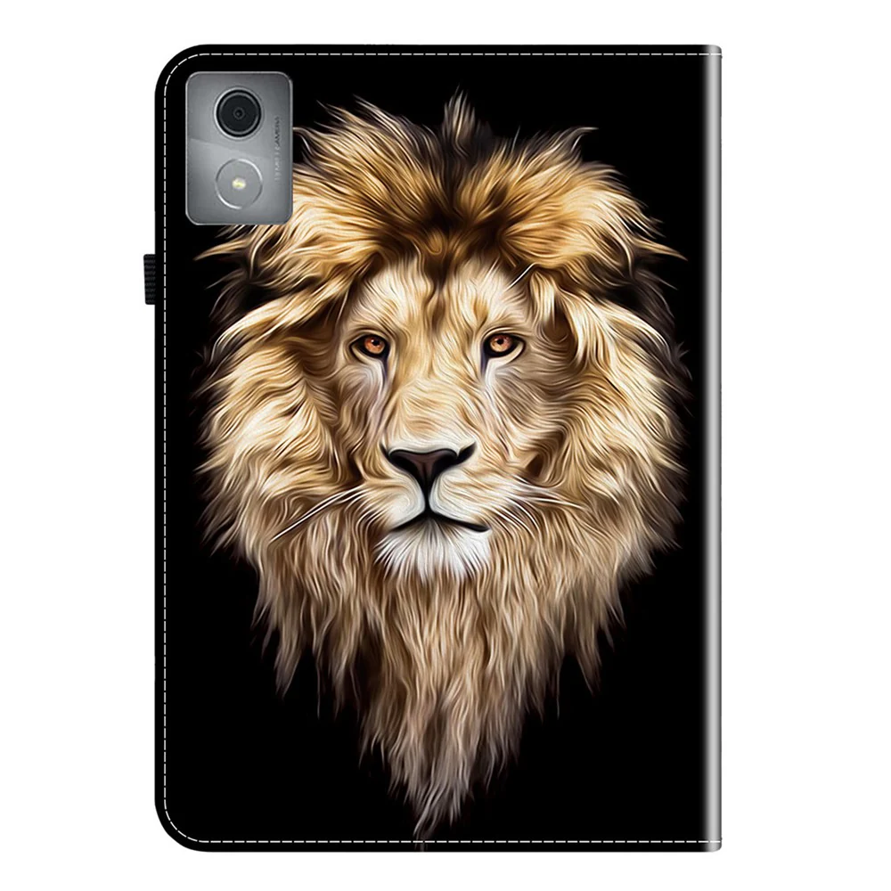 For Lenovo Tab K11 Plus  /  M11 Plus Leather Case Pattern Printed Stand Tablet Cover with Card Slots - Lion Head - Image 6