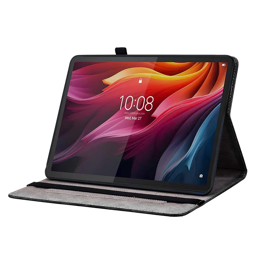 For Lenovo Tab K11 Plus  /  M11 Plus Leather Case Pattern Printed Stand Tablet Cover with Card Slots - Lotus - Image 2