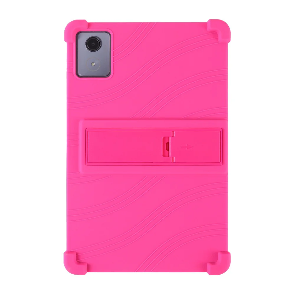 For Lenovo Tab K11 Plus Silicone Case with Kickstand Rugged Protective Cover - Rose - Image 3
