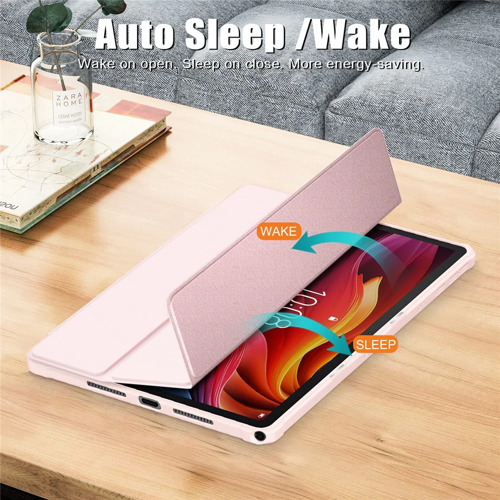 For Lenovo Tab K11 Plus TB230XC Case Auto Sleep / Wake PU Leather Flip Tablet Cover Triple-Fold Stand - Pink - Image 7