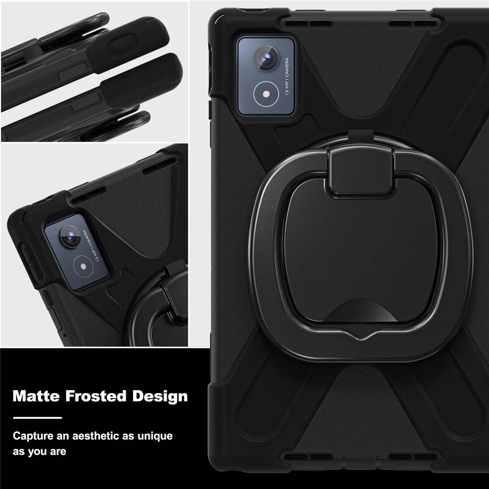 For Lenovo Tab K11 Plus / Zhaoyang K11 B352FU, TB230XC Case TPU + PC + Silicone Tablet Cover Kickstand - Black - Image 4