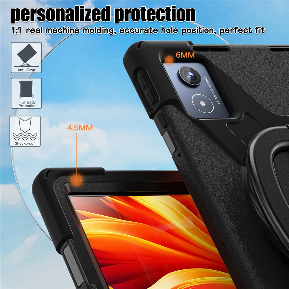 For Lenovo Tab K11 Plus / Zhaoyang K11 B352FU, TB230XC Case TPU + PC + Silicone Tablet Cover Kickstand - Black - Image 6