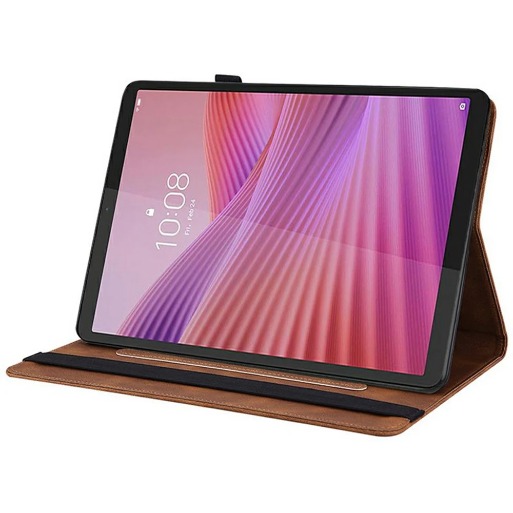 For Lenovo Tab K9 Case Butterfly Flower Imprint PU Leather Tablet Cover with Card Slots - Brown - Image 3