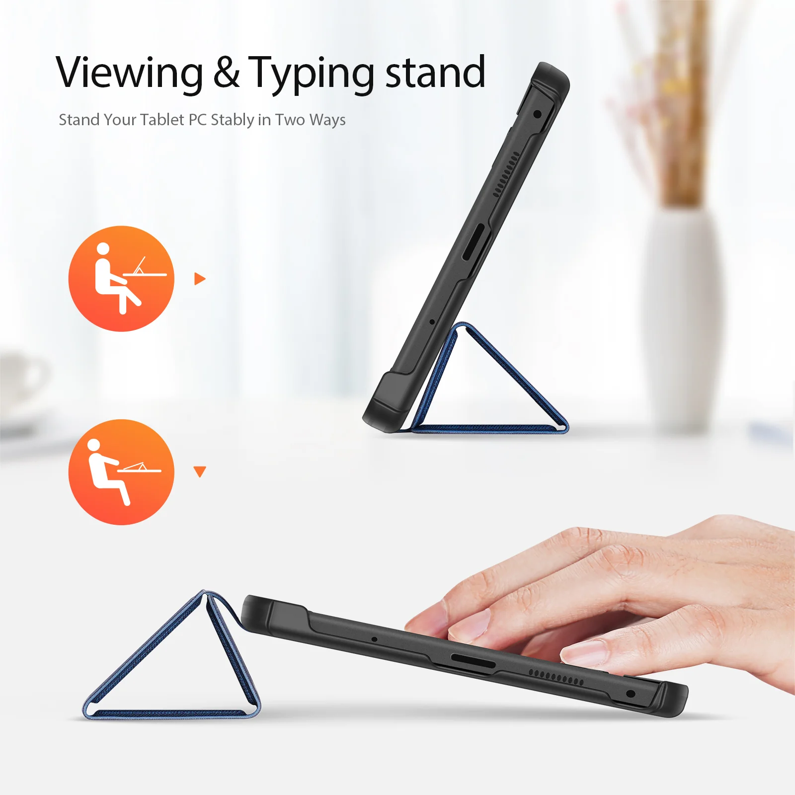 For Lenovo Tab K9 Case DUX DUCIS Domo Series Tri-fold Stand PU Leather Protective Tablet Cover - Blue - Image 2